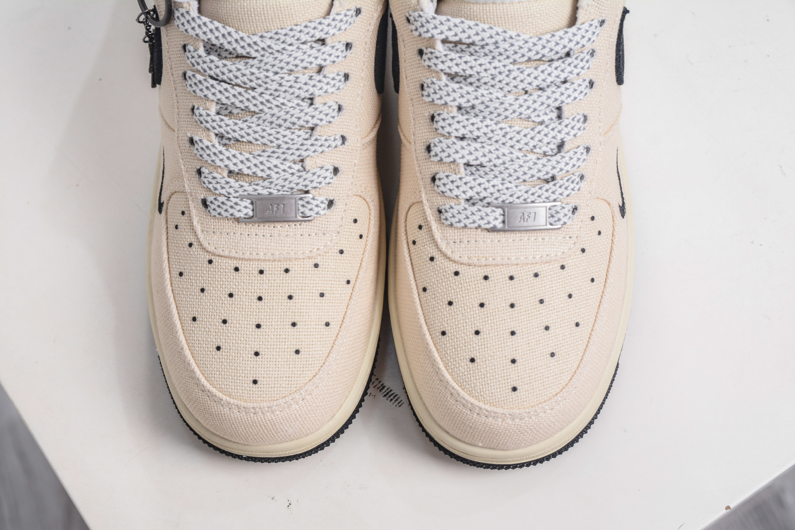 Nike Air Force 1 Low 07 x Stussy Collab Cream/Black Canvas Sneakers 9 cmp i1757955176299 5257 0 7