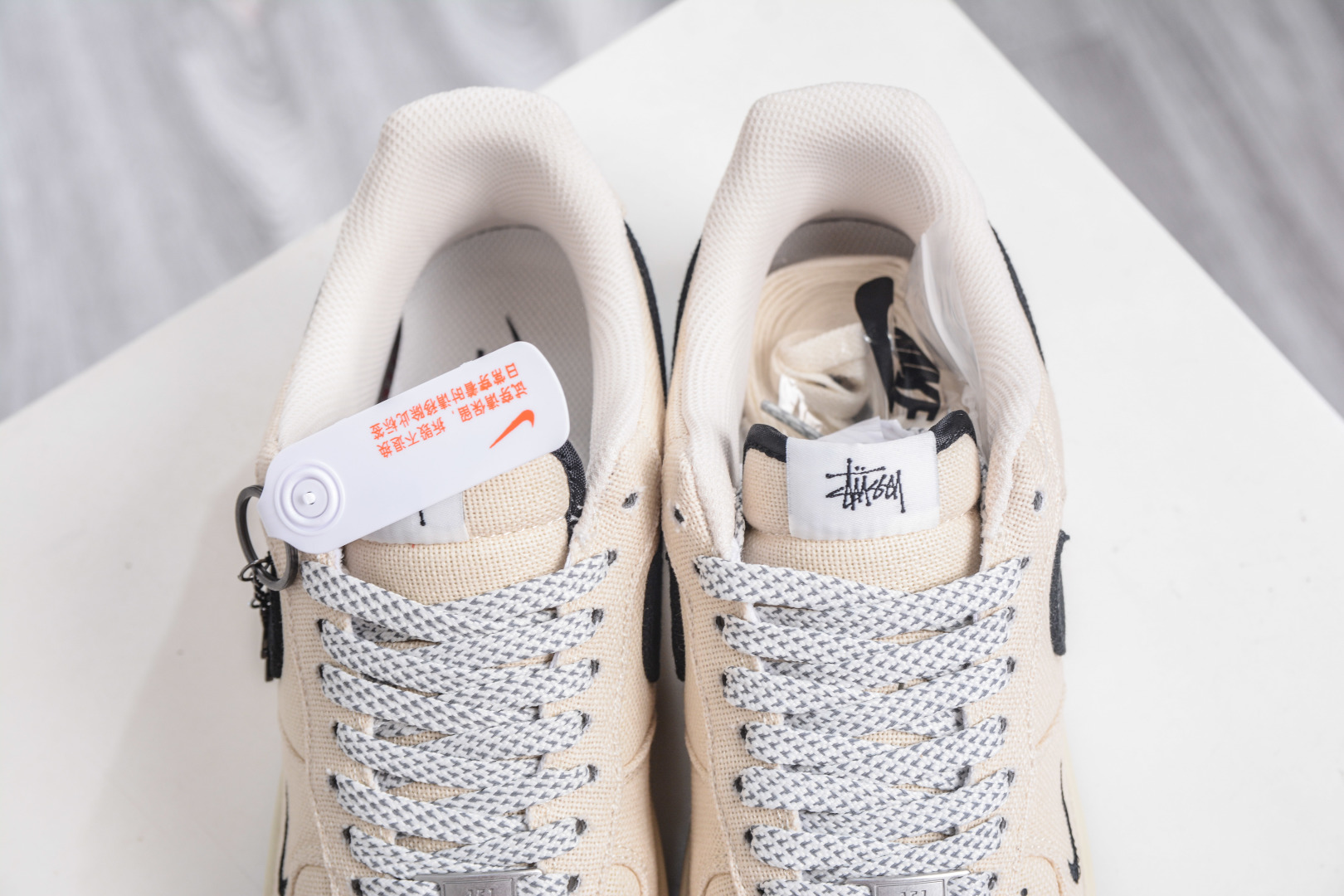 Nike Air Force 1 Low 07 x Stussy Collab Cream/Black Canvas Sneakers 10 cmp i1757955176303 2394 0 8