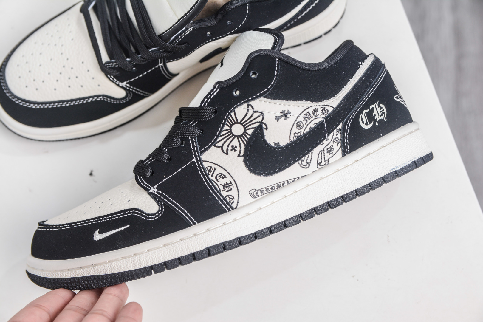Air Jordan 1 Low X Chrome Hearts Black White Custom Shoes 8 cmp i1758039607441 363 0 6