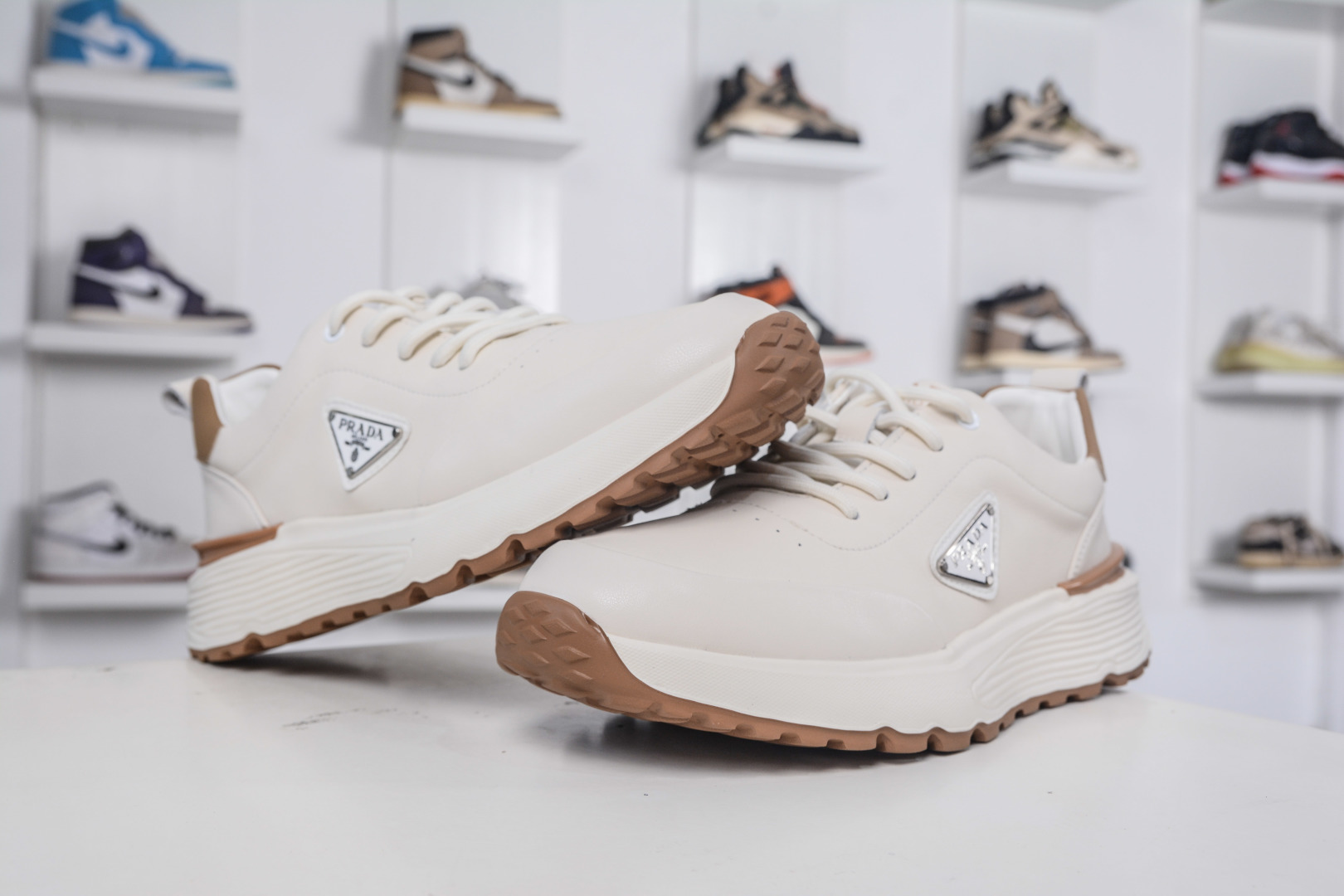 Prada Men's Leather Lace-Up Sneakers with Thick Sole and Logo Detail 5 cmp i1758040381602 2743 0 3