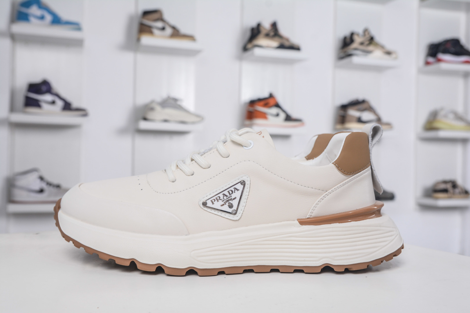 Prada Men's Leather Lace-Up Sneakers with Thick Sole and Logo Detail 2 cmp i1758040382550 4113 0 0