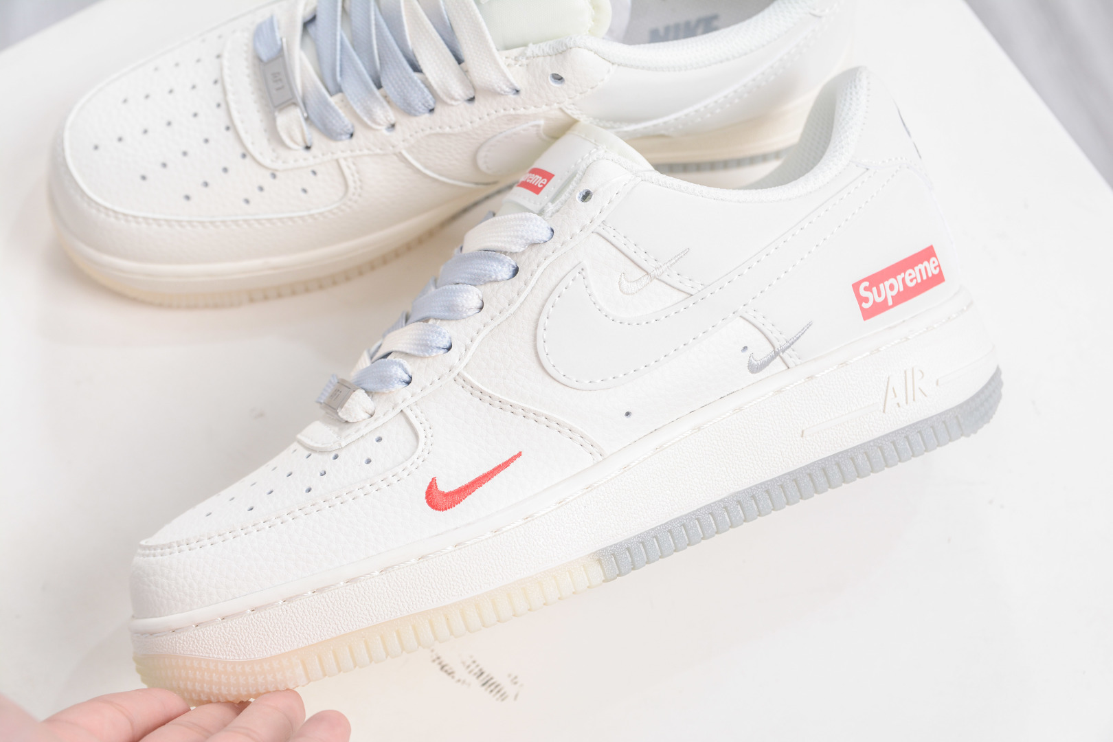 Nike Air Force 1 Low 07 x Supreme SUP联名-米白灰水晶底 XX3168-178
