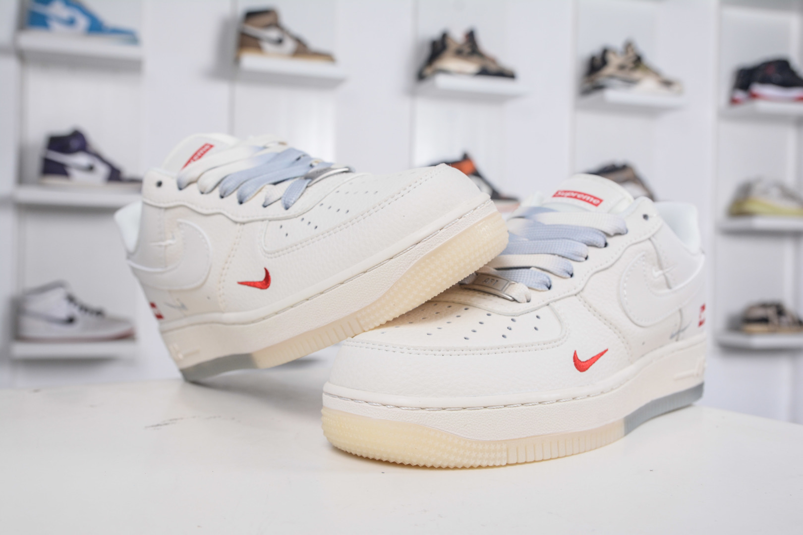 Nike Air Force 1 Low 07 x Supreme SUP联名-米白灰水晶底 XX3168-178