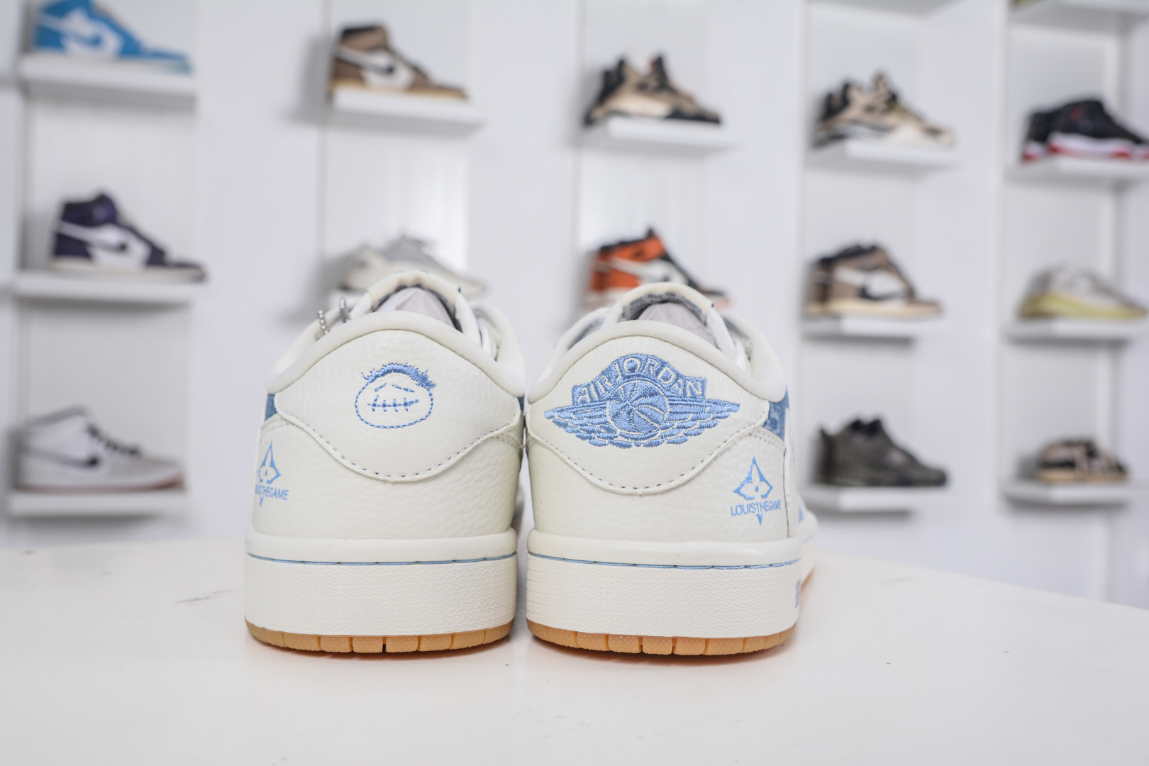TS x Air Jordan x Louis Vuitton AJ1 Low 倒钩低帮LV联名-白蓝牛仔 SC0601-053