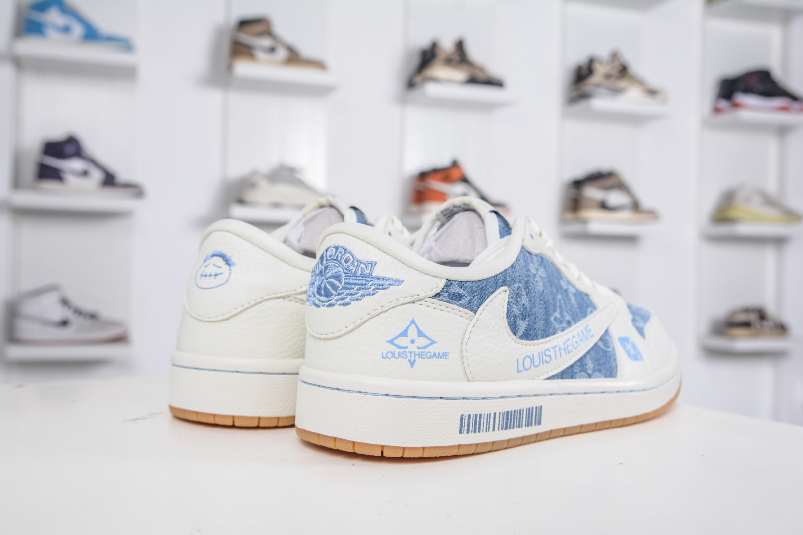 TS x Air Jordan x Louis Vuitton AJ1 Low 倒钩低帮LV联名-白蓝牛仔 SC0601-053