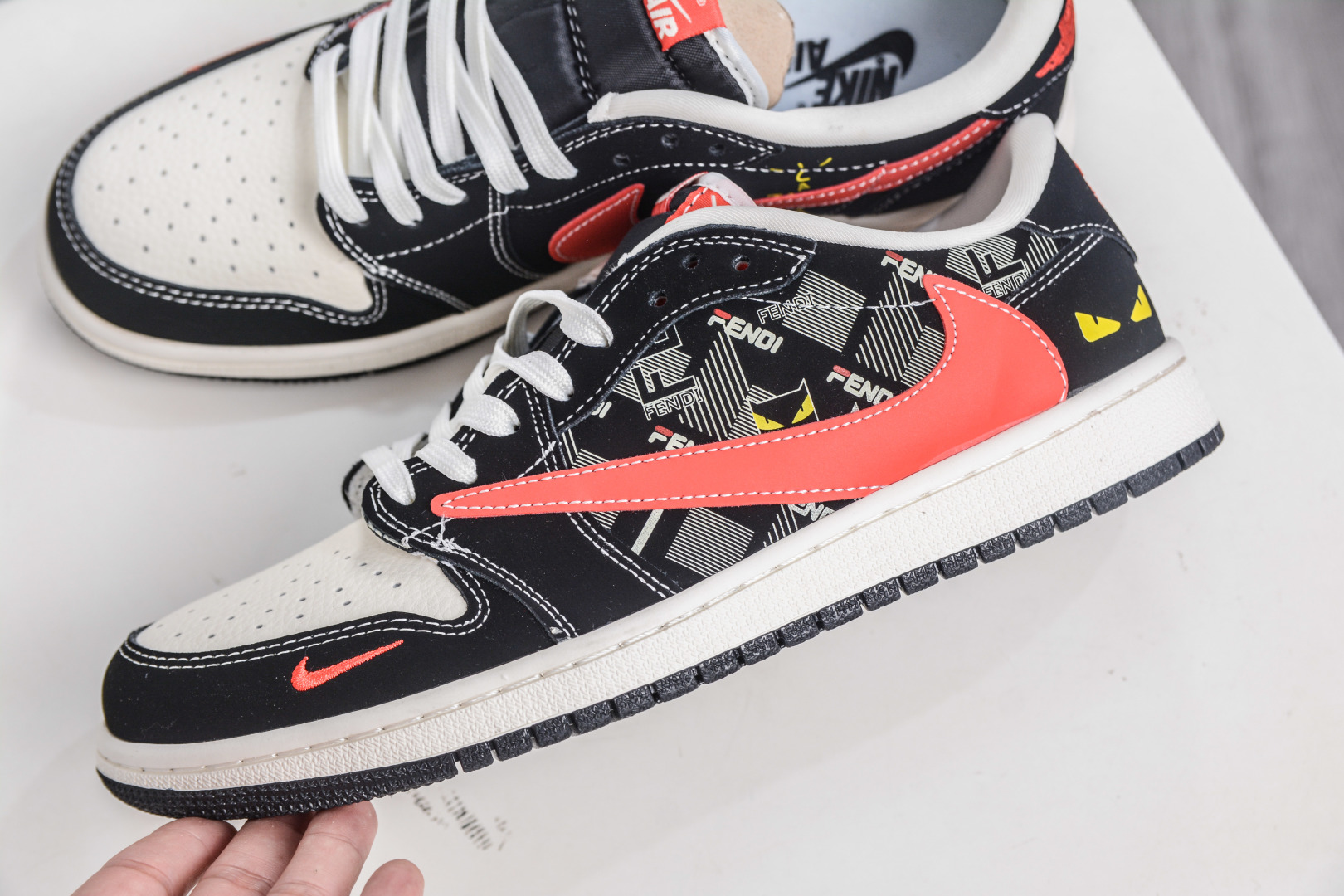 TS x Air Jordan x Fendi Air Jordan 1 Low - White, Black, and Red Colorway Shoe 8 cmp i1758306138680 1454 0 6