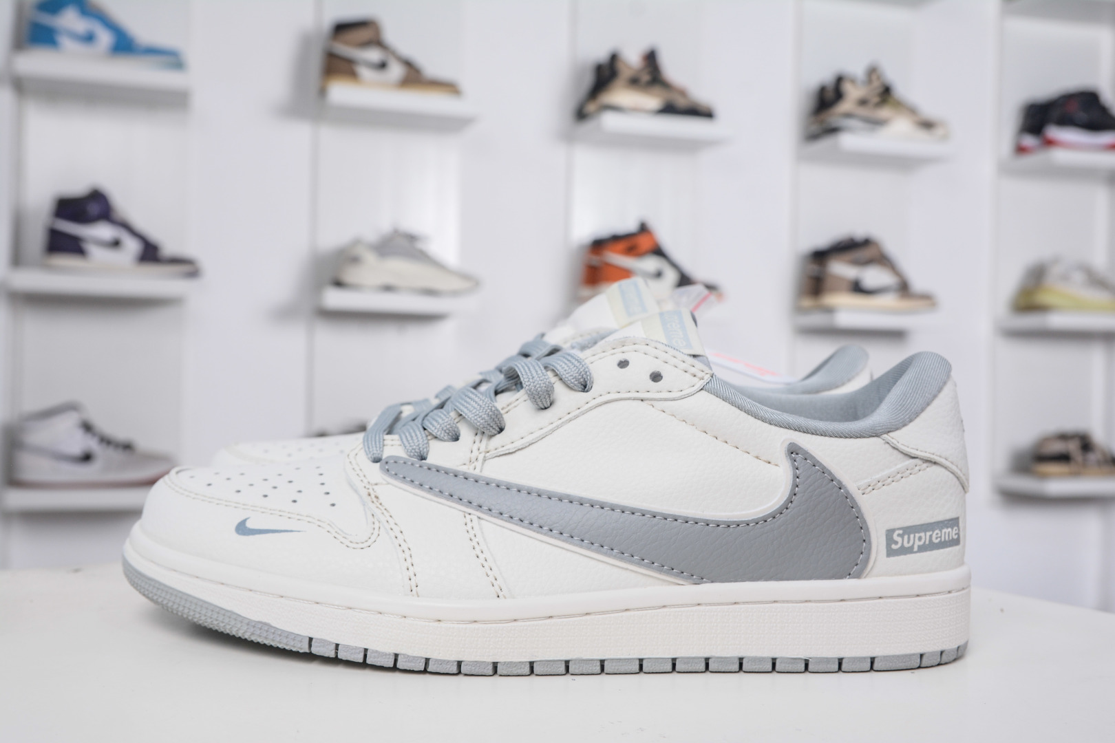TS x Air Jordan x Supreme Air Jordan 1 Low White/Gray - Premium Comfort 2 cmp i1758306208254 380 0 0