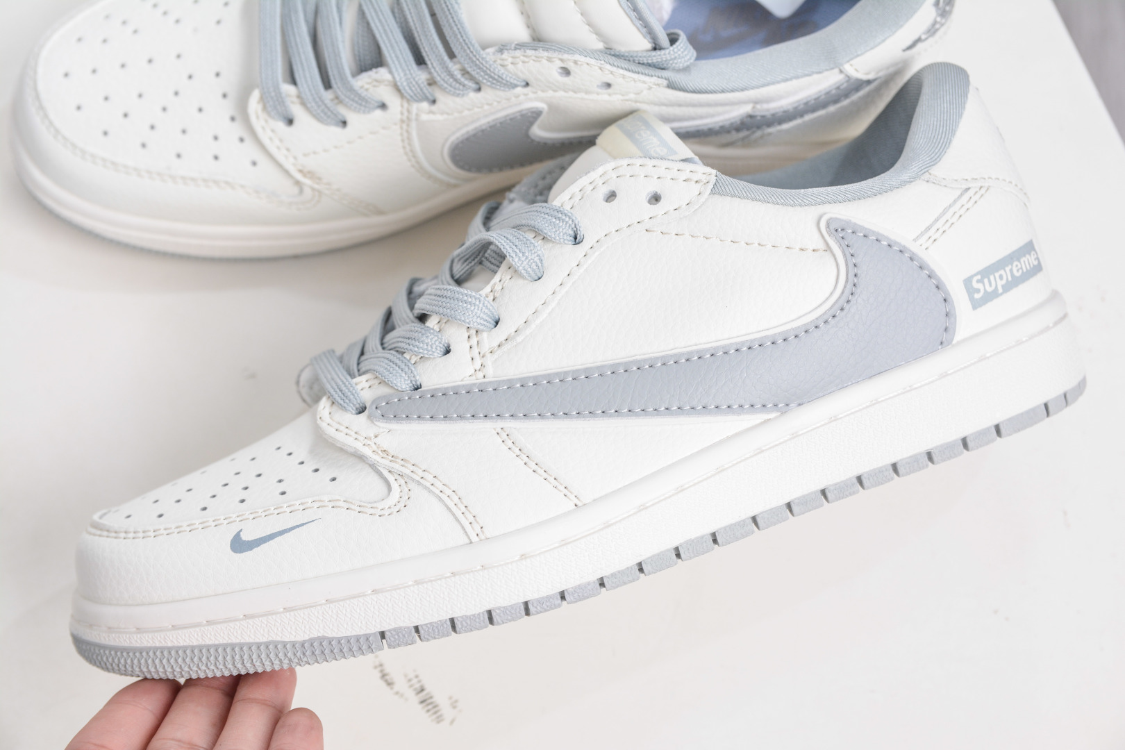 TS x Air Jordan x Supreme Air Jordan 1 Low White/Gray - Premium Comfort 8 cmp i1758306208255 2980 0 6