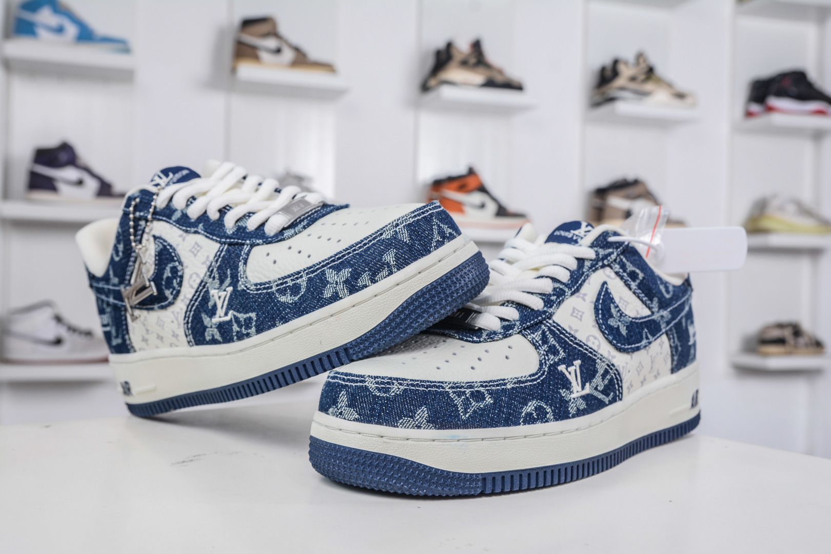 Nike Air Force 1 Low x Louis Vuitton White Blue Denim Sneakers 4 cmp i1758306417451 9614 0 3