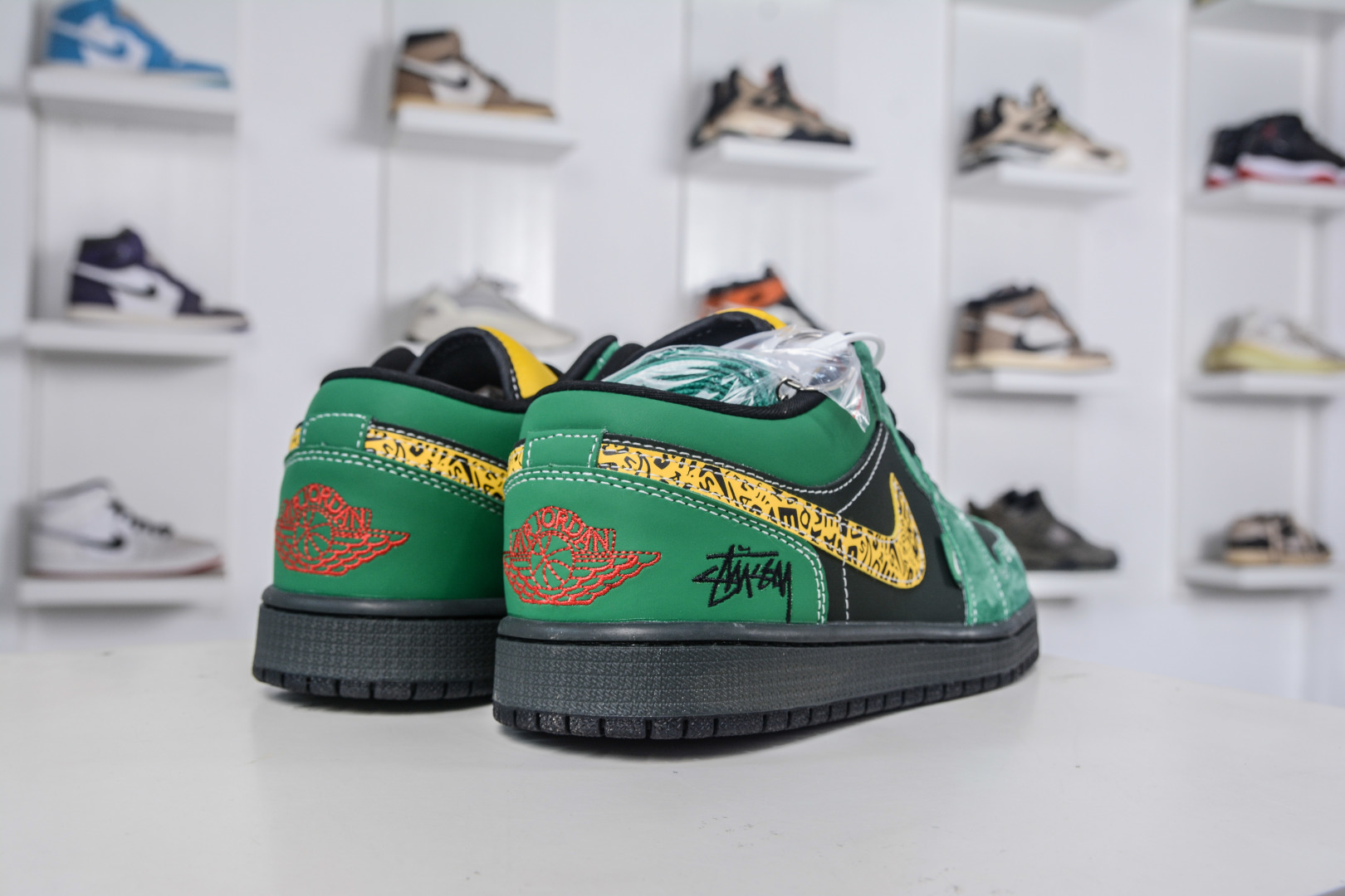 Air Jordan 1 Retro Low x Stussy Black Green Yellow Custom Men's Sneaker 6 cmp i1758394787974 359 0 5