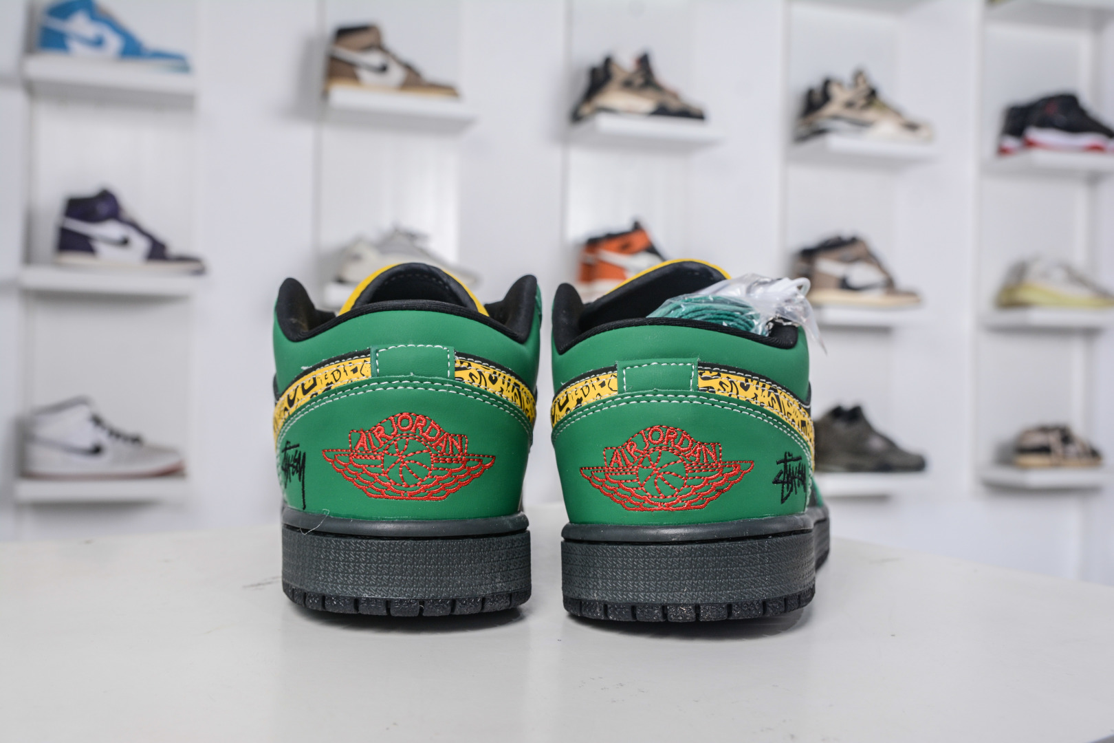 Air Jordan 1 Retro Low x Stussy Black Green Yellow Custom Men's Sneaker 2 cmp i1758394787975 105 0 1