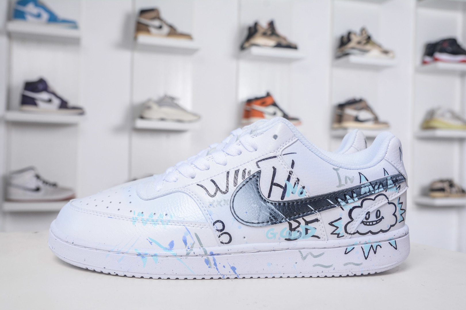 Nike Court Vision Low 手绘涂鸦 休闲运动板鞋 低帮百搭透气休闲运动板鞋 DH2987-101