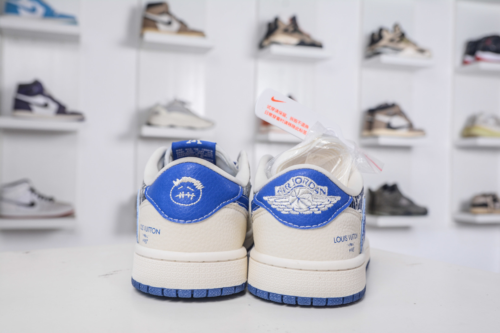TS x Air Jordan x Louis Vuitton AJ1 Low 倒钩低帮LV联名-白蓝帆布 XS2025-075