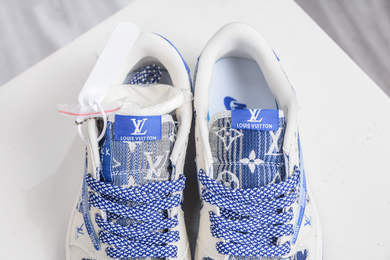 TS x Air Jordan x Louis Vuitton AJ1 Low 倒钩低帮LV联名-白蓝帆布 XS2025-075