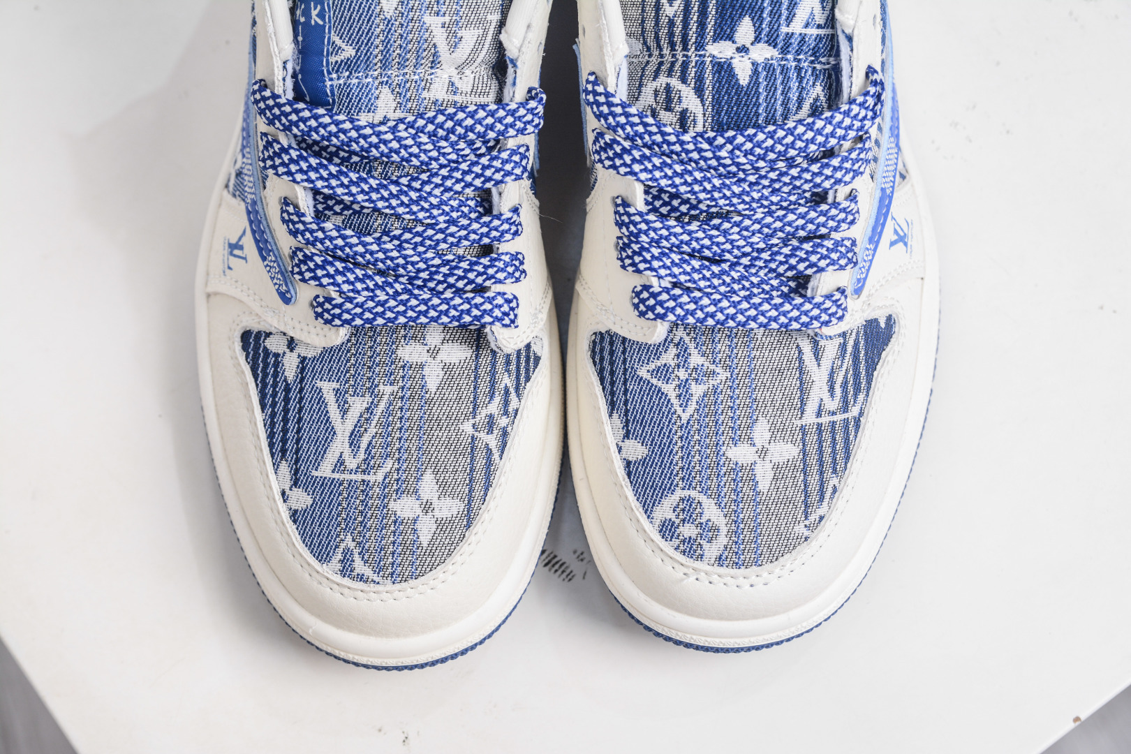 TS x Air Jordan x Louis Vuitton AJ1 Low 倒钩低帮LV联名-白蓝帆布 XS2025-075