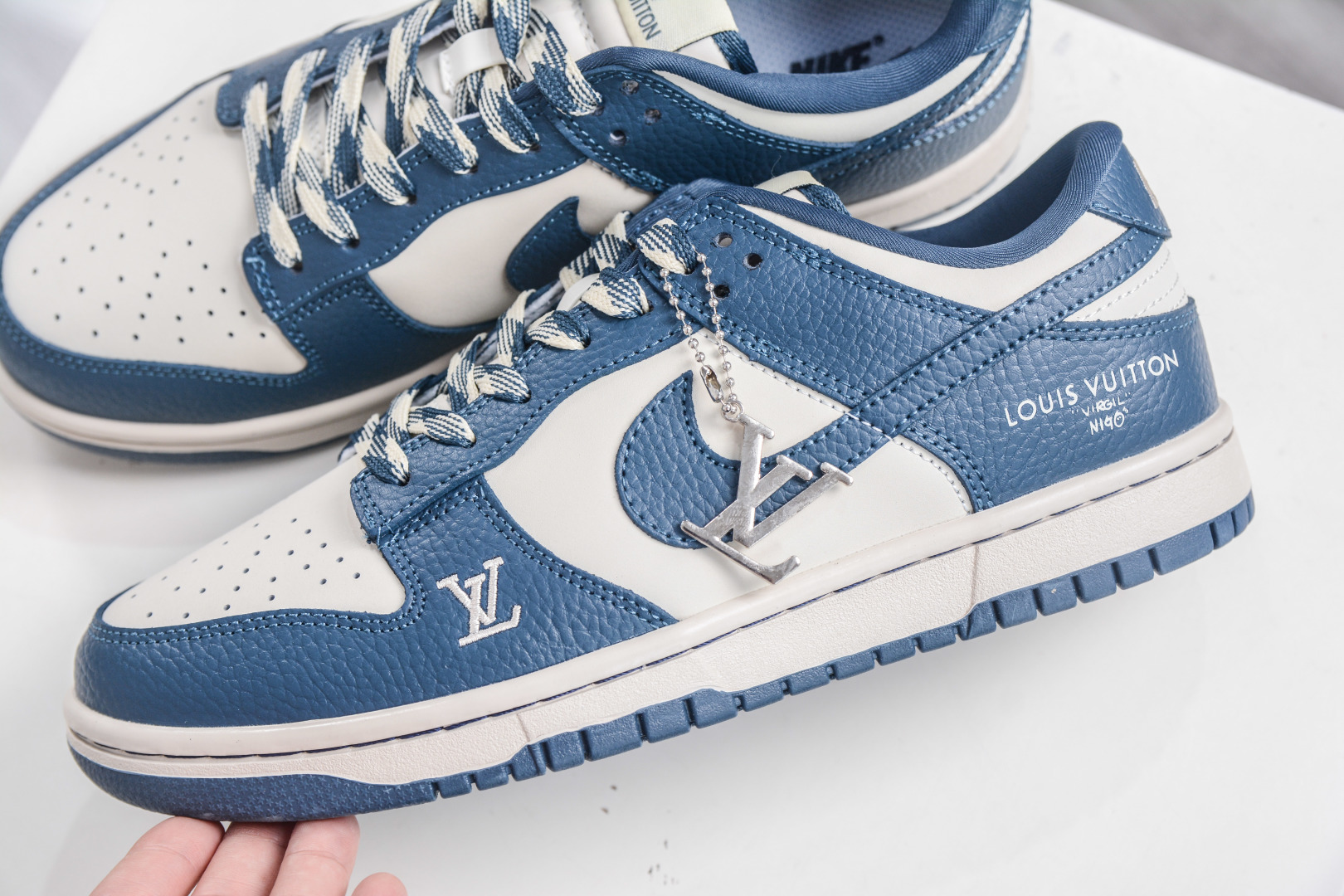 Nike SB Dunk Low x Louis Vuitton Collab - Cream & Navy Designer Sneakers 8 cmp i1758815932466 4270 0 6