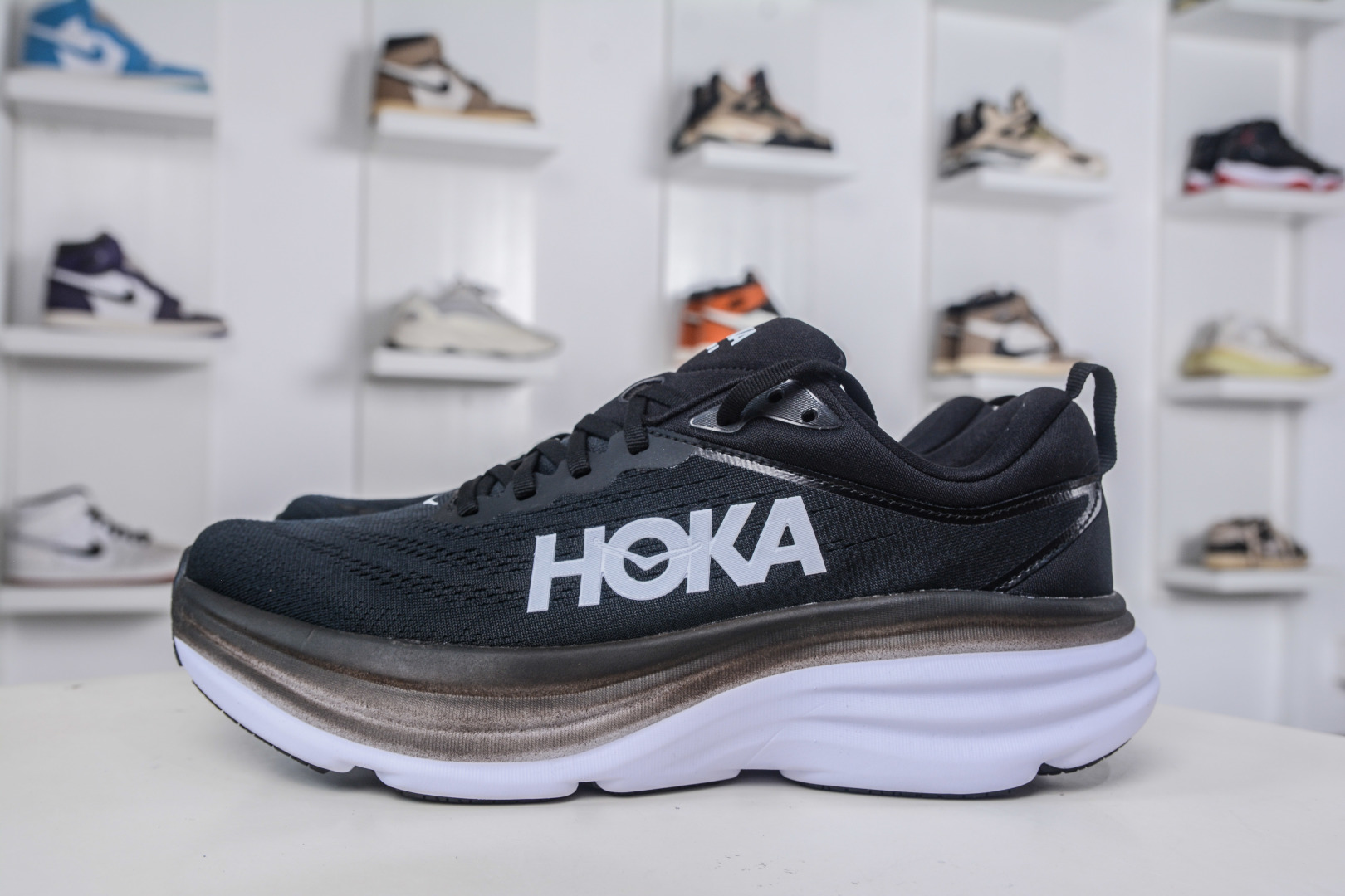 Hoka One One Bondi 8 Lightweight Outdoor Running Shoes - Black/White 2 cmp i1758817419413 8251 0 0