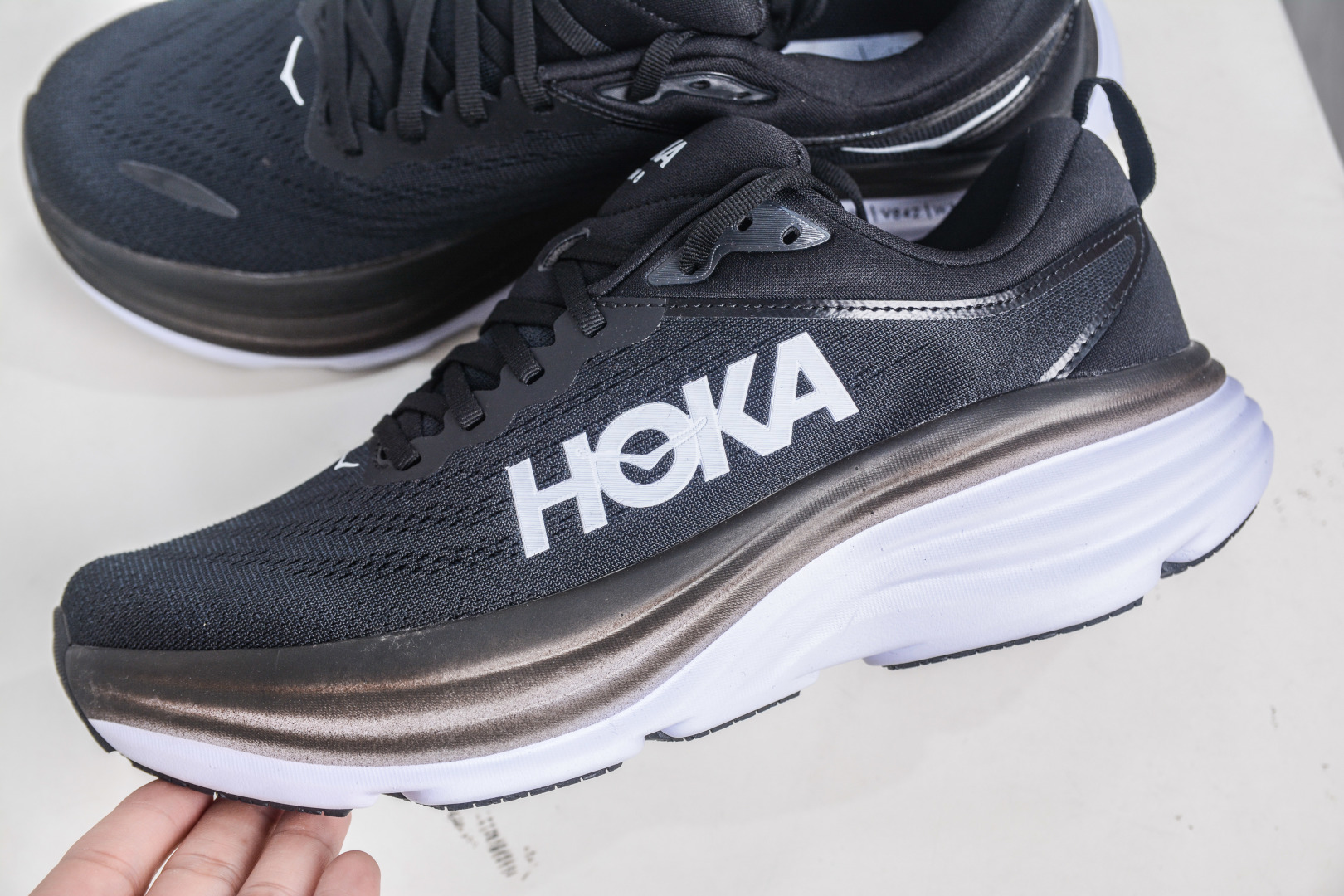 Hoka One One Bondi 8 Lightweight Outdoor Running Shoes - Black/White 8 cmp i1758817419430 3888 0 6