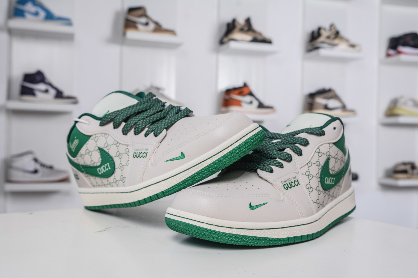 270 Air Jordan 1 Retro Low x GUCCI 古驰联名-米白绿 QD1988-001