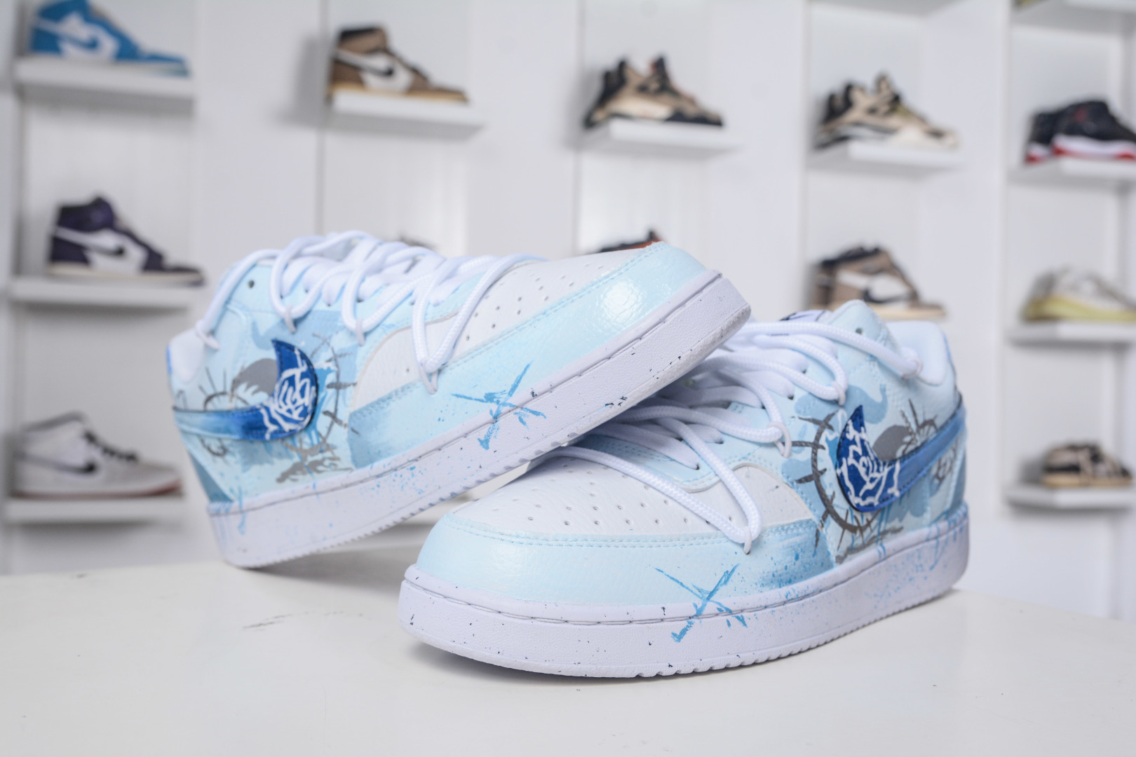 260 Nike Court Vision Low 手绘涂鸦绑带 休闲运动板鞋 低帮百搭透气休闲运动板鞋 DH2987-101