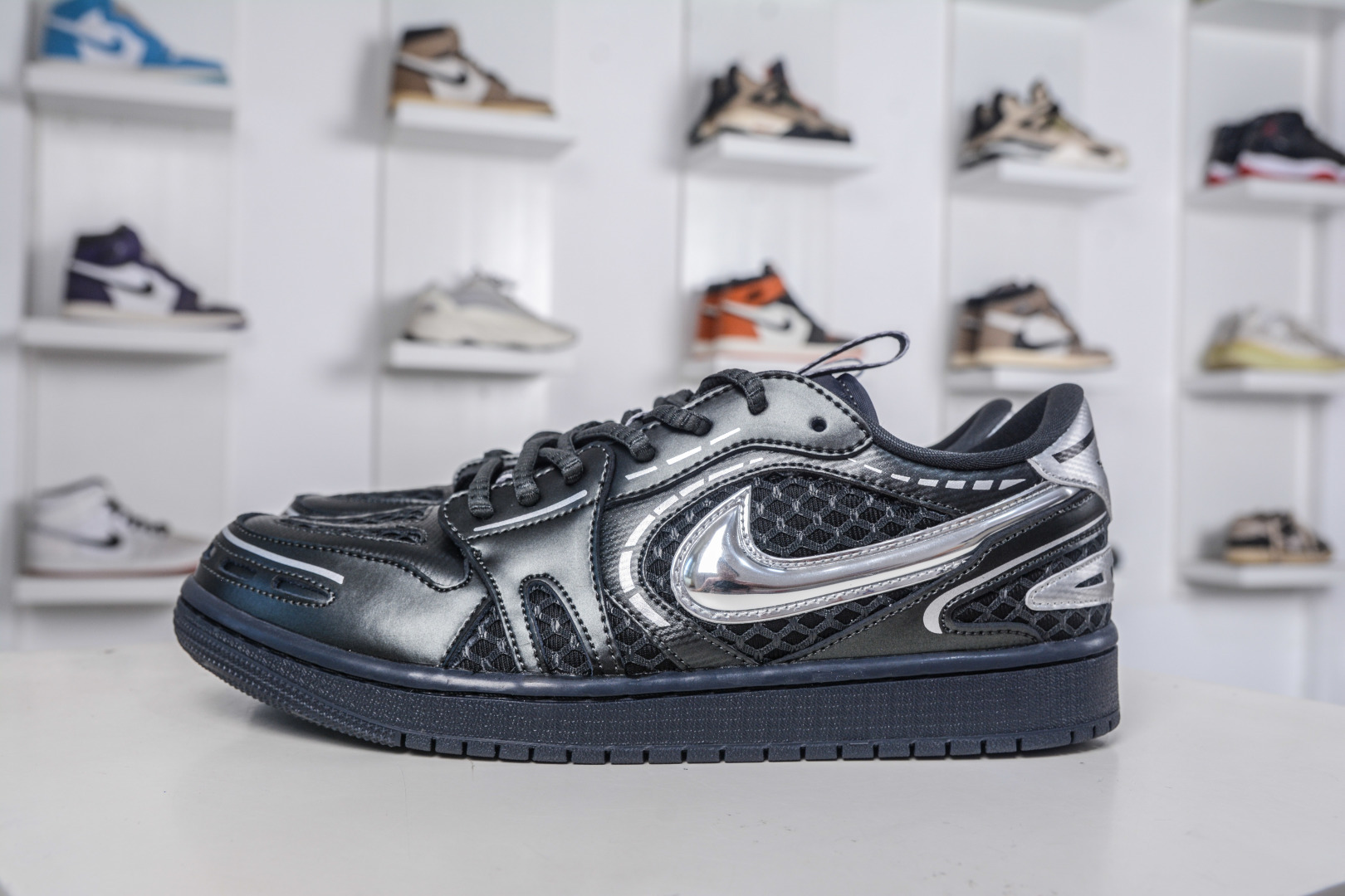 Air Jordan 1 Low Method Of Make V3 Black Silver Casual Sneakers