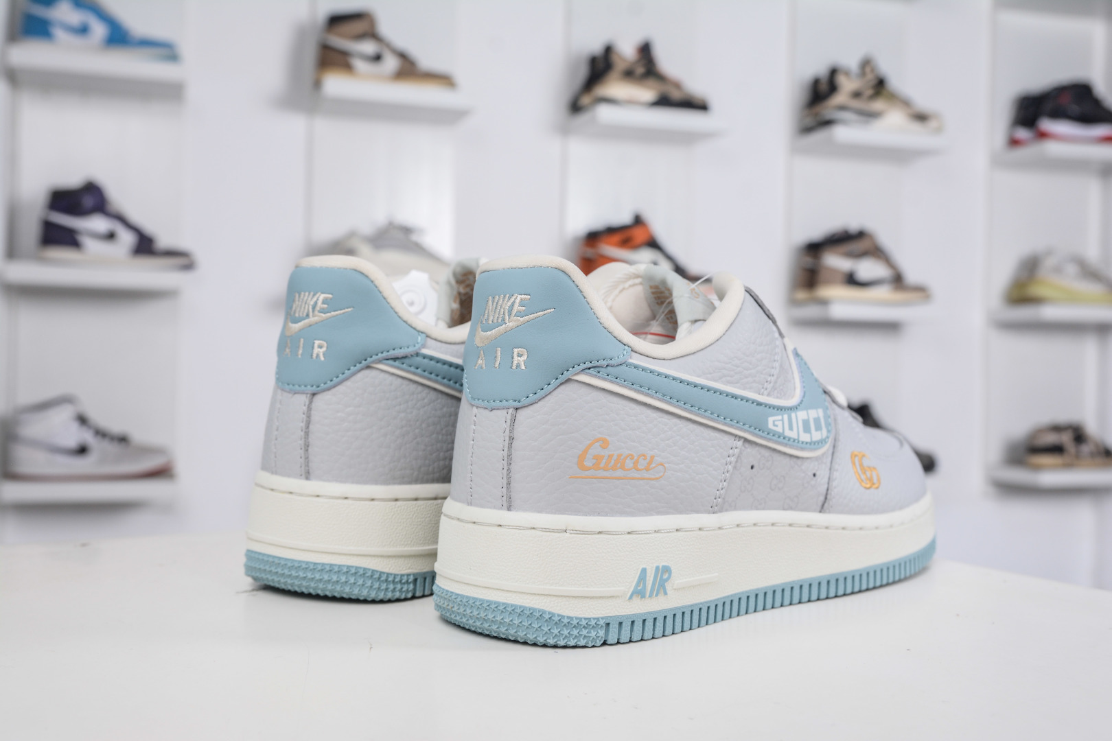 Gucci x Nike Air Force 1 Low Grey Blue Custom Sneakers Designer Shoes 6 cmp i1760119257089 3447 0 5