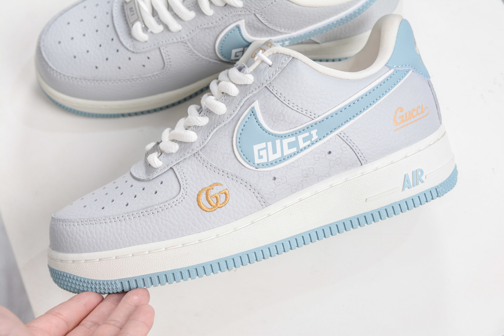 Gucci x Nike Air Force 1 Low Grey Blue Custom Sneakers Designer Shoes 7 cmp i1760119258060 7283 0 6