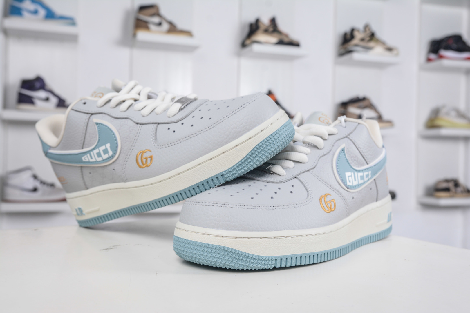 Gucci x Nike Air Force 1 Low Grey Blue Custom Sneakers Designer Shoes 4 cmp i1760119258061 7246 0 3