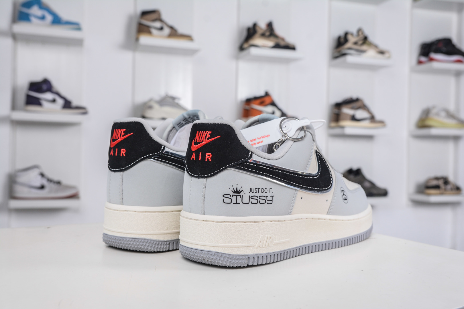 Stussy x Nike Air Force 1 Low-Top Sneakers - White, Gray & Black Combination 7 cmp i1760207930694 7193 0 5