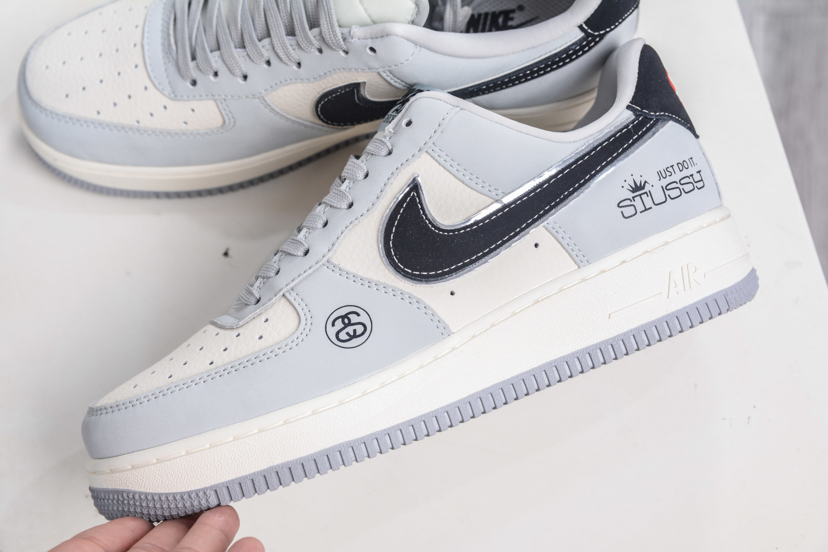 Stussy x Nike Air Force 1 Low-Top Sneakers - White, Gray & Black Combination 8 cmp i1760207930779 1139 0 6