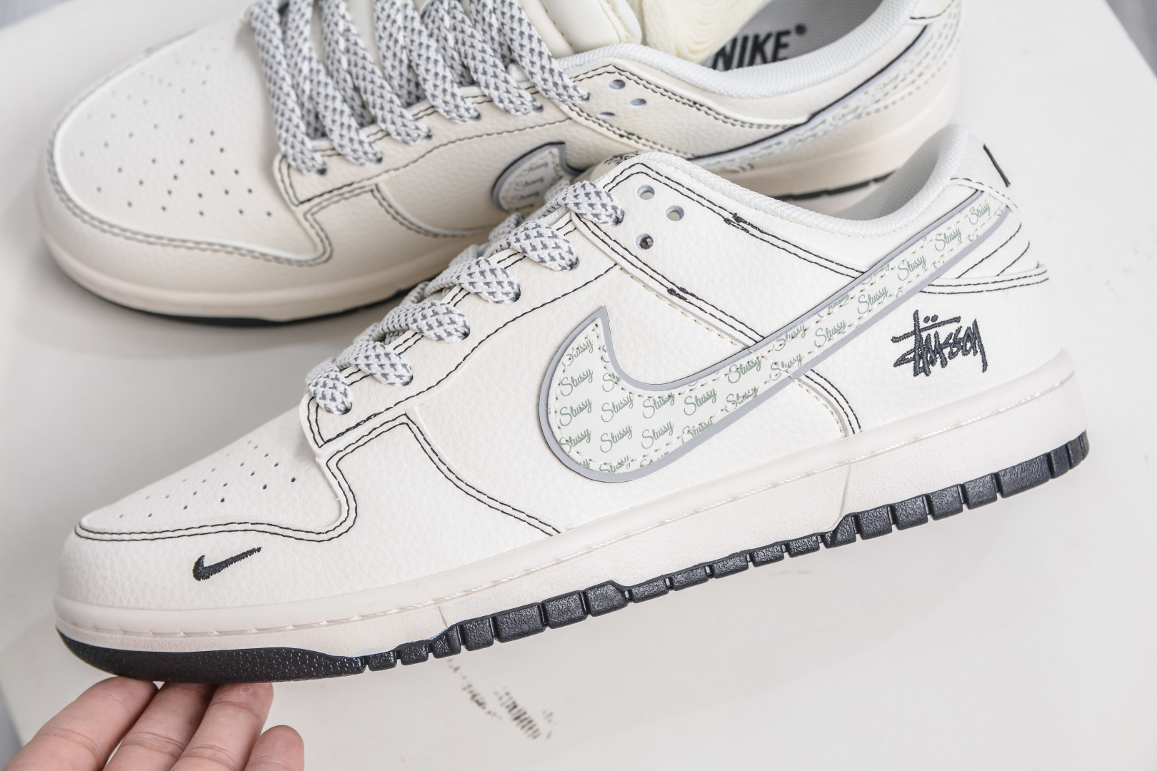 Nike SB Dunk Low X Stussy Collab Cream Black, Unisex Skateboarding Shoes 8 cmp i1760292133768 1083 0 6