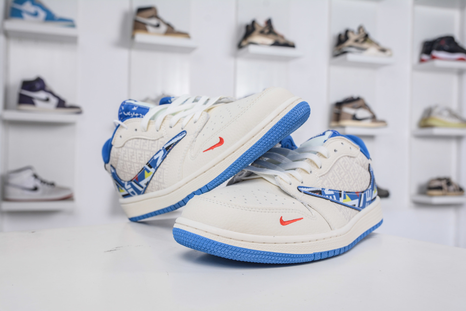 TS x Air Jordan 1 Low Fendi Collab - White/Blue, Custom, Comfortable, Stylish 5 cmp i1760292203736 1380 0 3