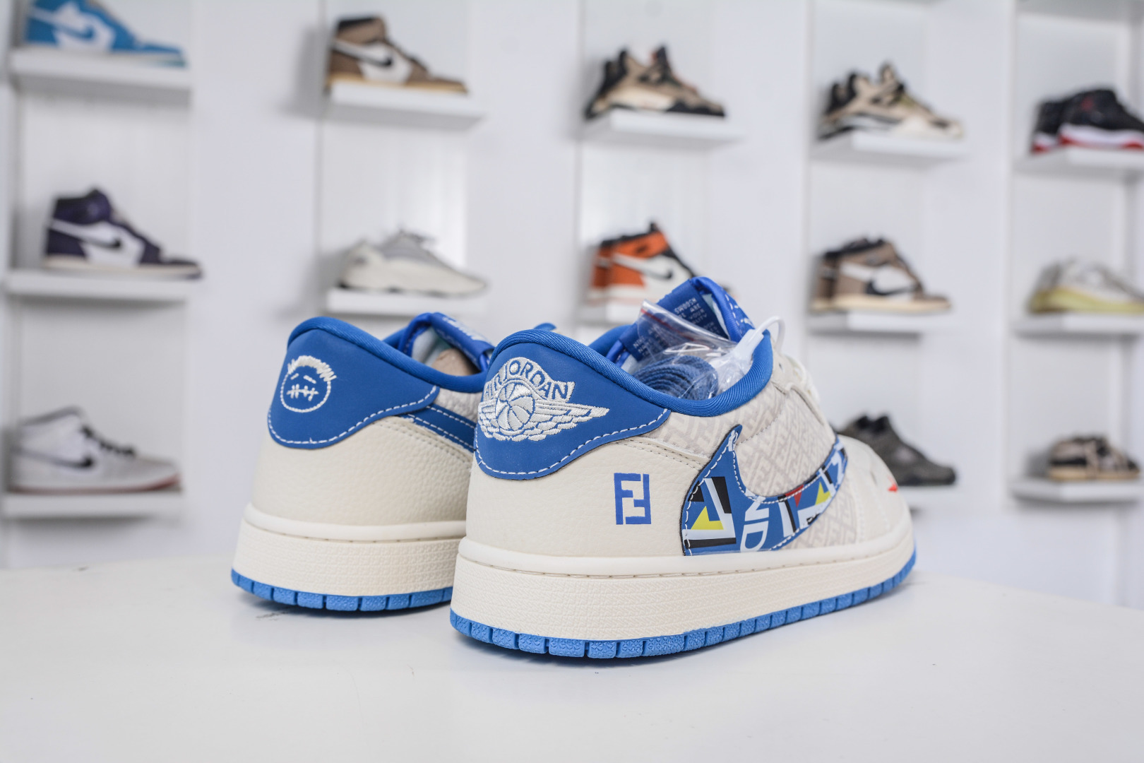 TS x Air Jordan 1 Low Fendi Collab - White/Blue, Custom, Comfortable, Stylish 7 cmp i1760292203736 978 0 5