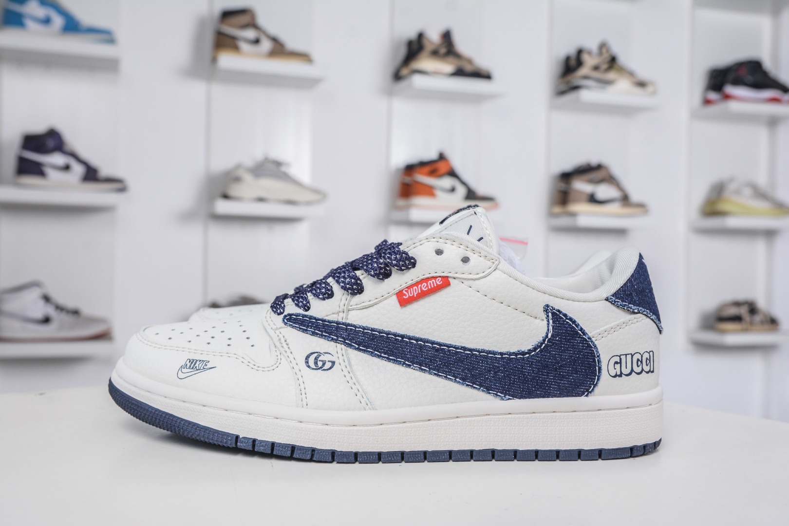 TS x Air Jordan x Gucci Air Jordan 1 Low - Denim Collaboration Sneakers