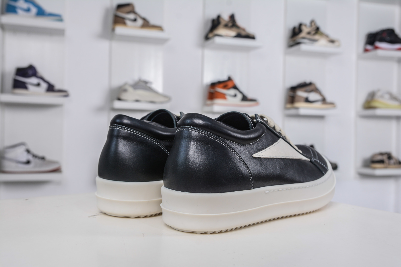 Rick Owens Edfu Low-Top Leather Sneakers - Black & White Designer Shoes 6 cmp i1760292862770 3795 0 5