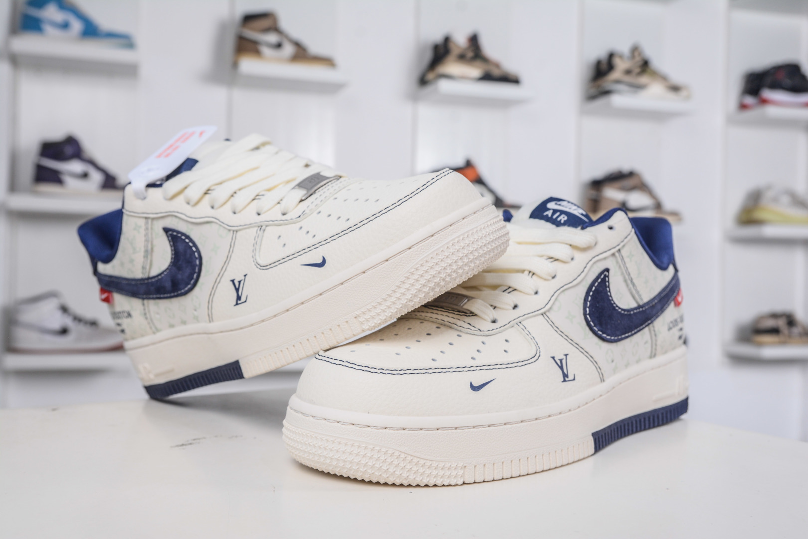Nike Air Force 1 Low 07 x Louis Vuitton LV联名-米蓝印花 MZ9588-817