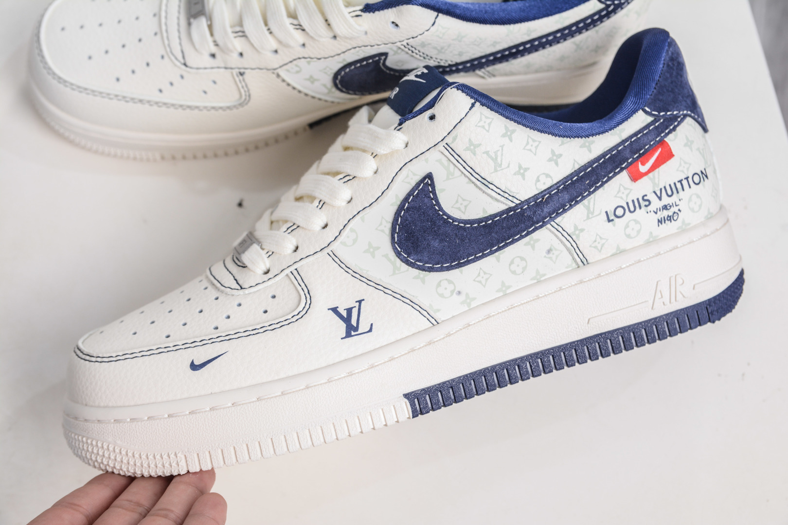 Nike Air Force 1 Low 07 x Louis Vuitton LV联名-米蓝印花 MZ9588-817
