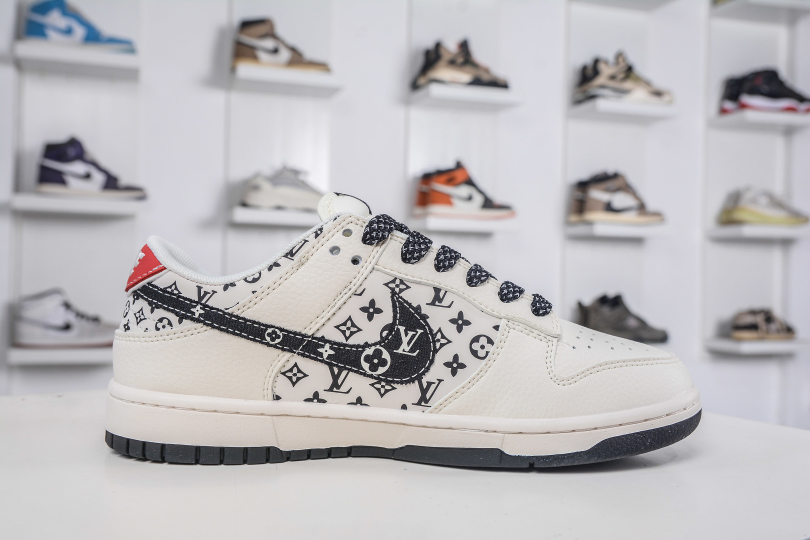 Nike SB Dunk Low x Louis Vuitton Cream Black Red Print Sneakers 4 cmp i1760456413751 8597 0 2