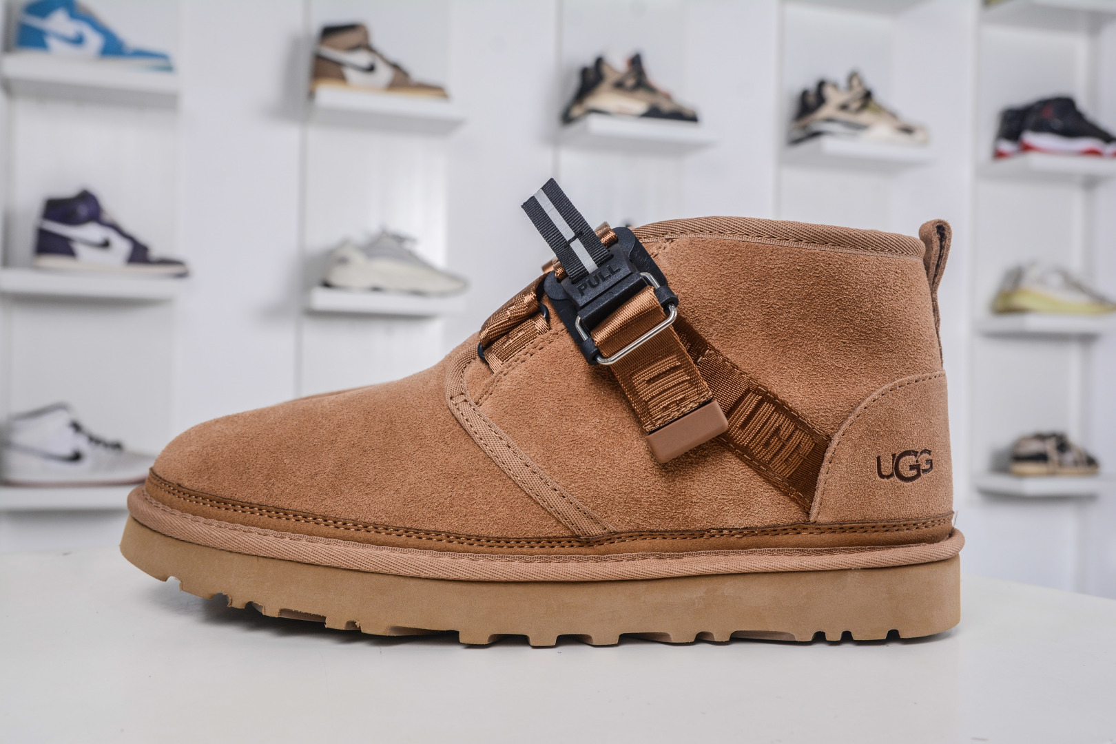 UGG Men's Mini Boots with Buckle Strap - Suede Upper, Wool Interior