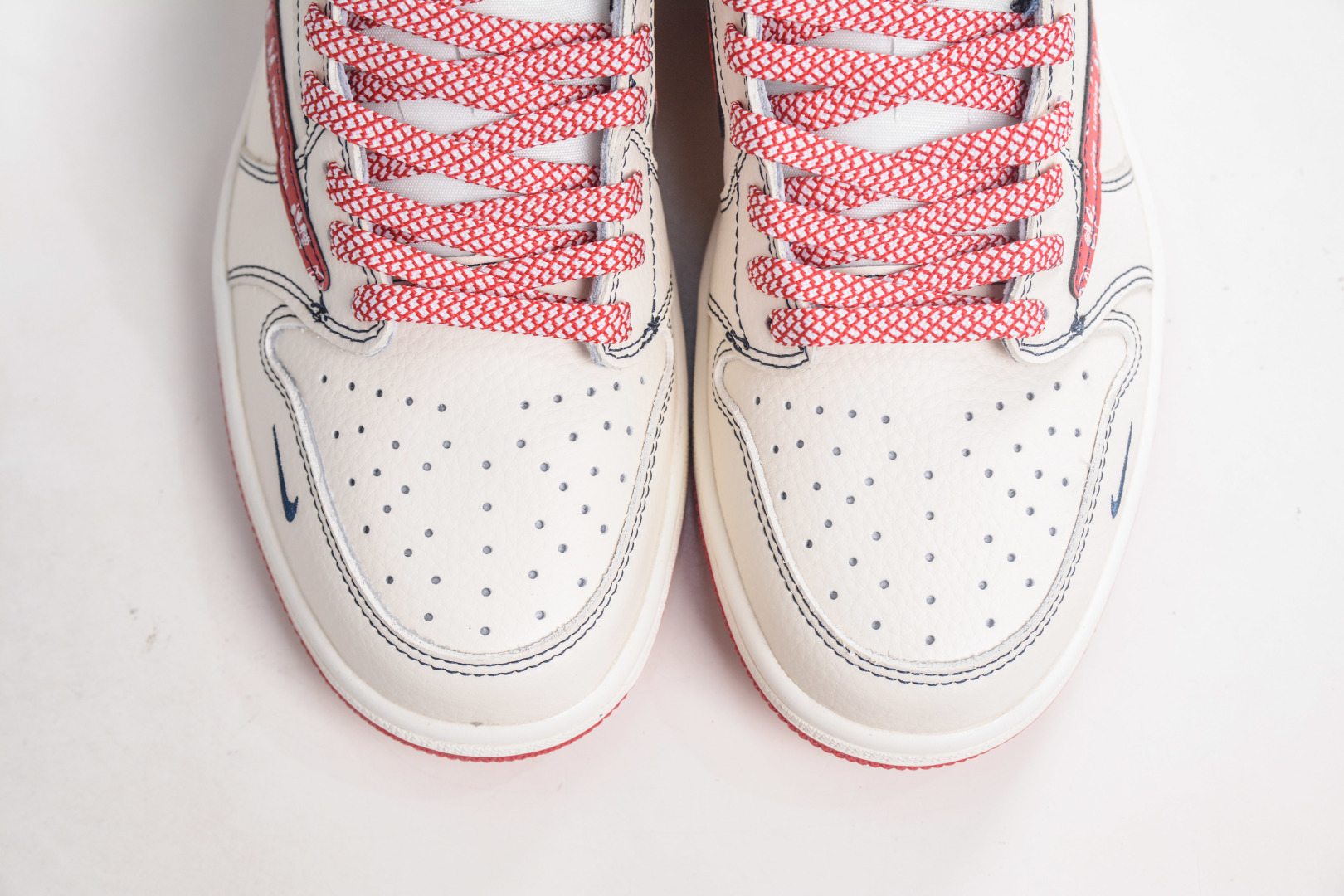 TS x Air Jordan x Balenciaga AJ1 Low 倒钩低帮联名巴黎世家-白深蓝红印花 DS2025-001