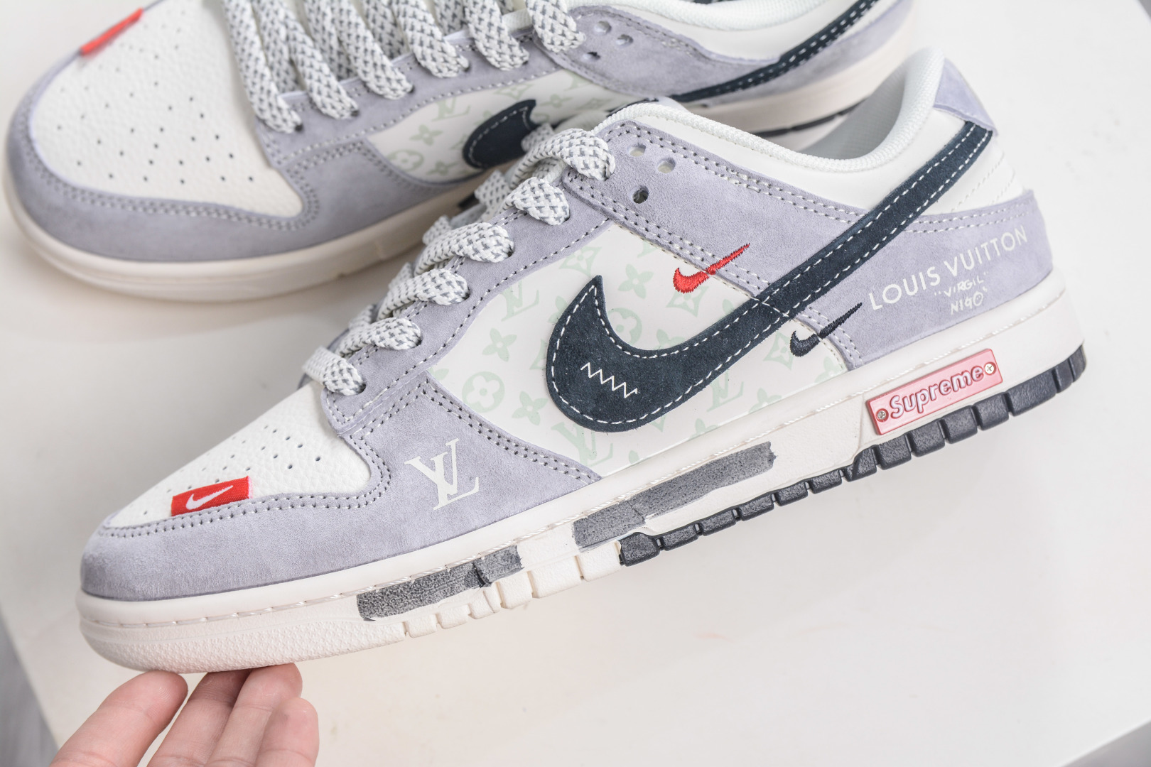 Nike SB Dunk Low x Louis Vuitton LV联名-白灰黑勾 CX5050-Y18