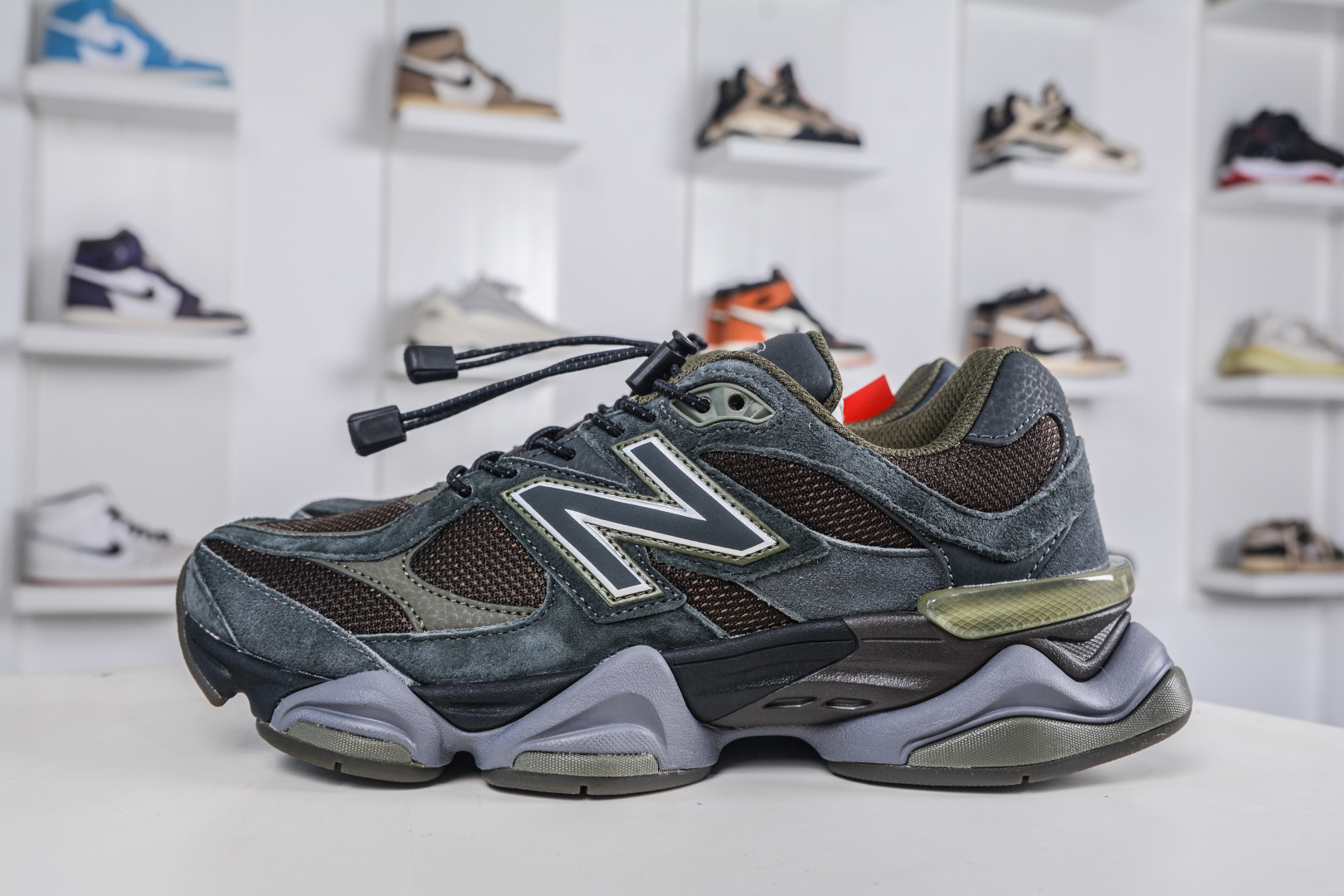 New Balance NB9060 Gray Brown Suede Mesh Low Top Lifestyle Sneakers