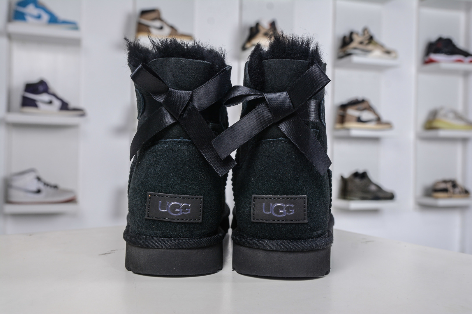 220 主推优势私 UGG Bailey贝莉单丝带蝴蝶结 黑色 秋冬羊皮毛一体雪地靴 1016501-BLK