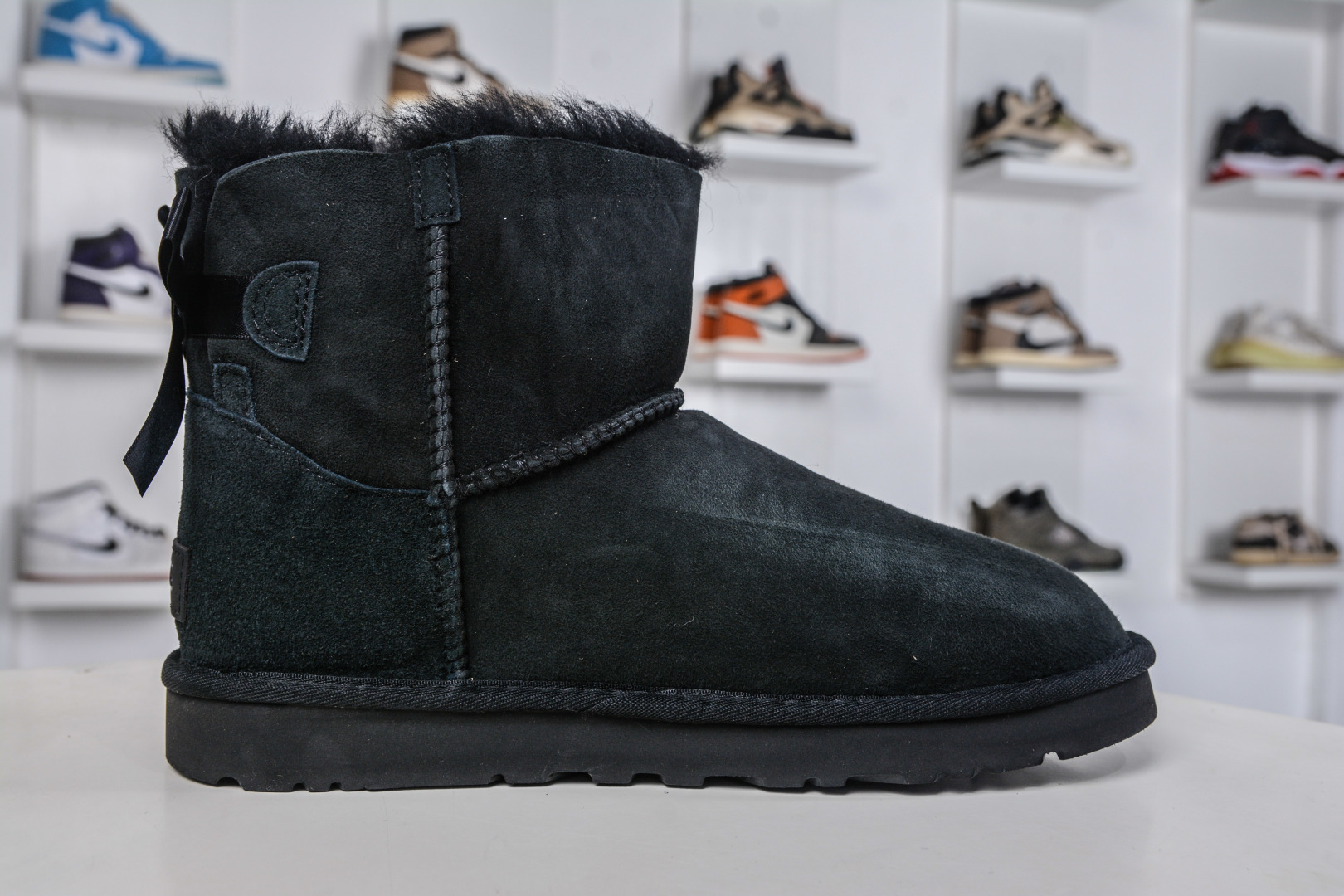 220 主推优势私 UGG Bailey贝莉单丝带蝴蝶结 黑色 秋冬羊皮毛一体雪地靴 1016501-BLK