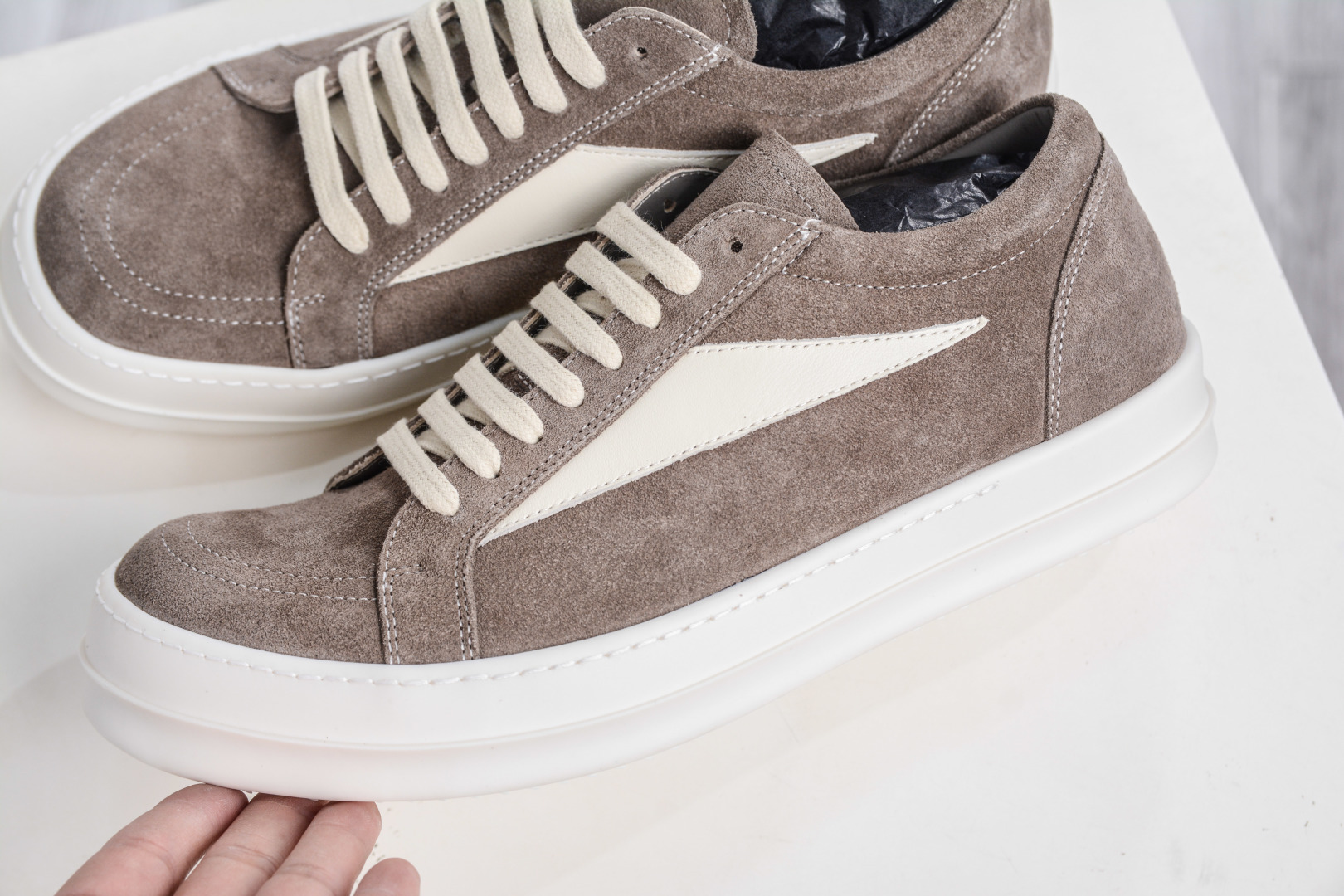 450 M版纯原 全新出货 Rick Owens Edfu 瑞克·欧文斯低帮麂皮面时尚运动板鞋 棕麂皮