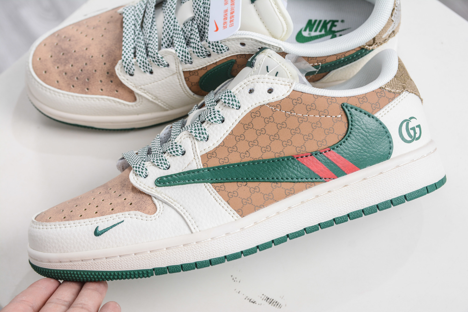 TS x Air Jordan x GUCCI AJ1 Low 倒钩低帮联名古驰-米棕绿 QW5088-206-High Quatity Cheap Brand wholesale wholesaler seller Clothes Bags handbags Sneakers Top Fashion Clothing Shoes from China Factory Chinese suppliers best Quality Beautiful Price TS x Air Jordan x GUCCI AJ1 Low 倒钩低帮联名古驰-米棕绿 QW5088-206