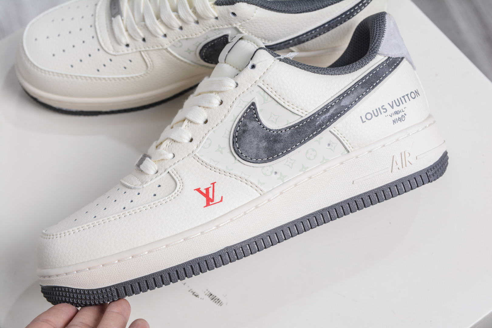 Nike Air Force 1 Low 07 x Louis Vuitton LV联名-米白灰勾 MZ9588-811