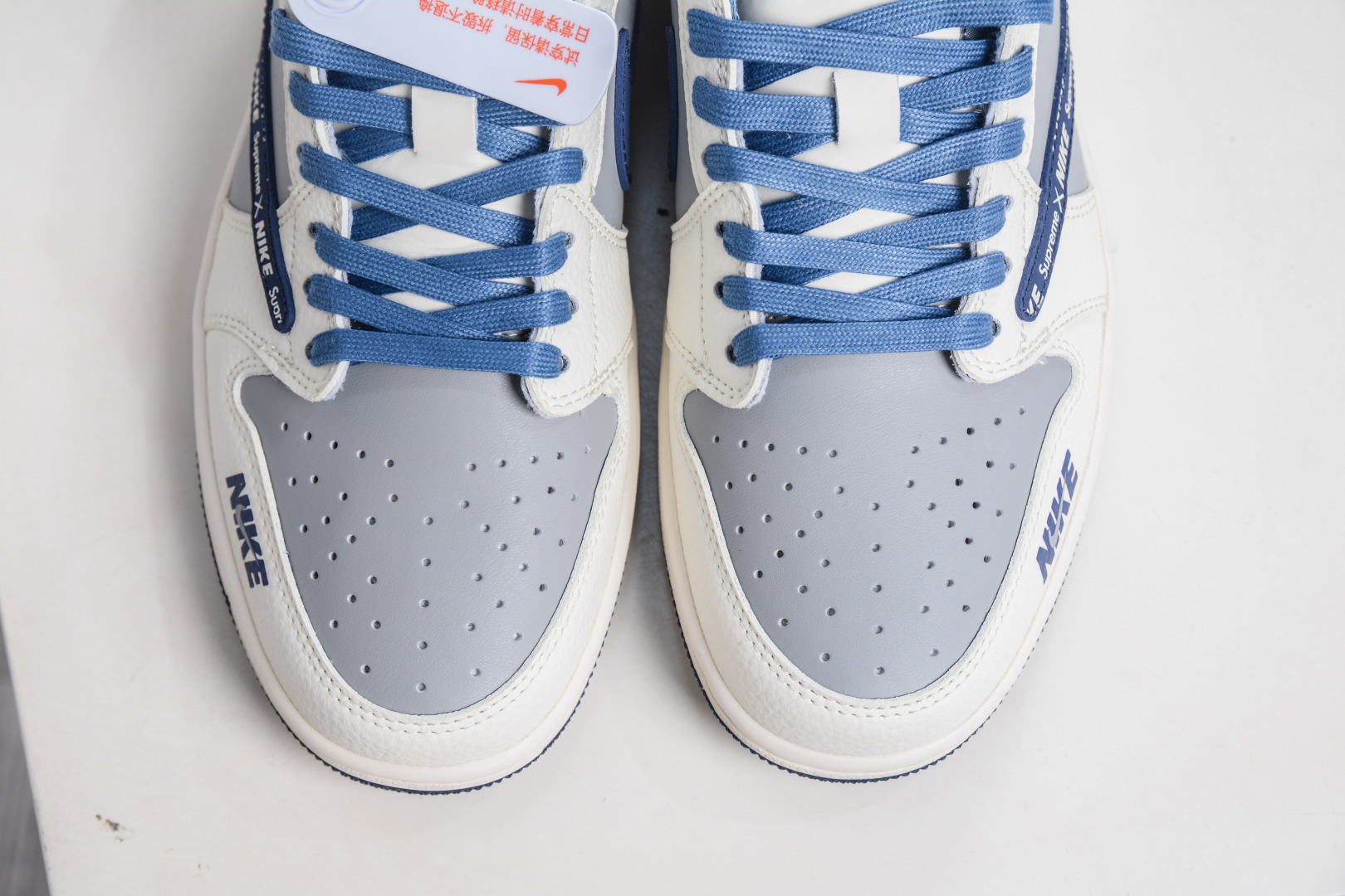 TS x Air Jordan x Supreme AJ1 Low 倒钩低帮联名SUP-白灰蓝 XD0798-309