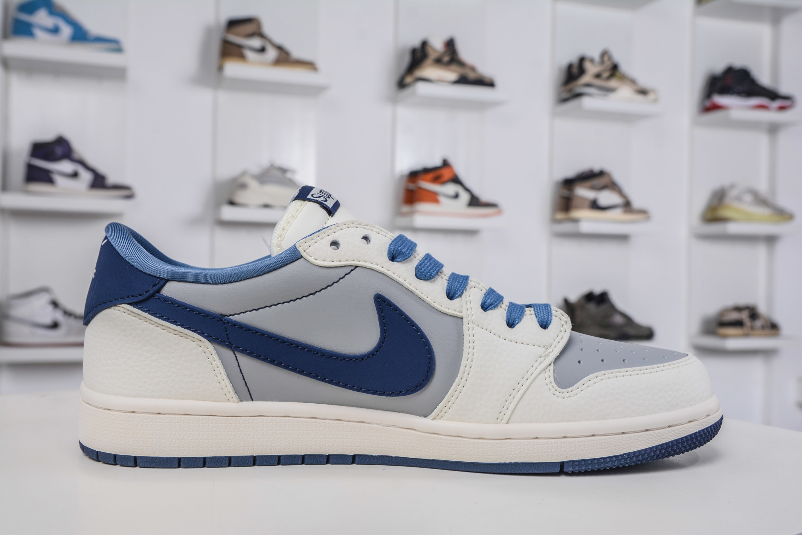 TS x Air Jordan x Supreme AJ1 Low 倒钩低帮联名SUP-白灰蓝 XD0798-309