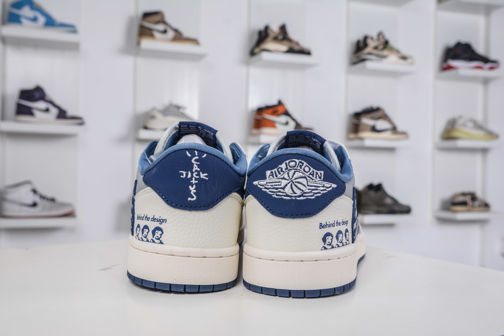 TS x Air Jordan x Supreme AJ1 Low 倒钩低帮联名SUP-白灰蓝 XD0798-309